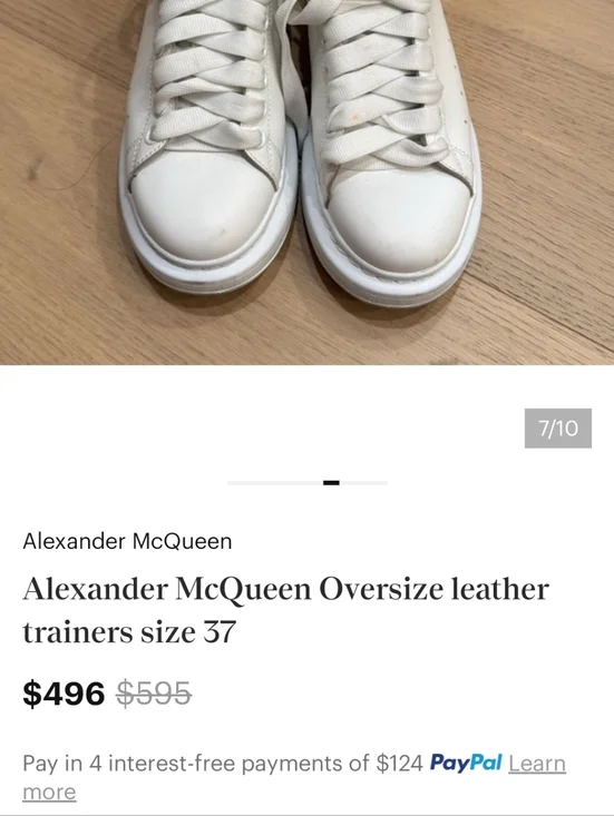 ALEXANDER MCQUEEN WOMAN OVER SIZE WHITE/GOLD SHOES RARE MODEL SIZE 38 1/2 **** - Picture 11 of 11